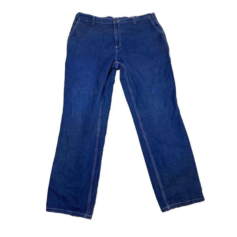 Carhartt Dungaree Fit Carpenter Denim Blue Work Jeans Mens Size 42 x 34